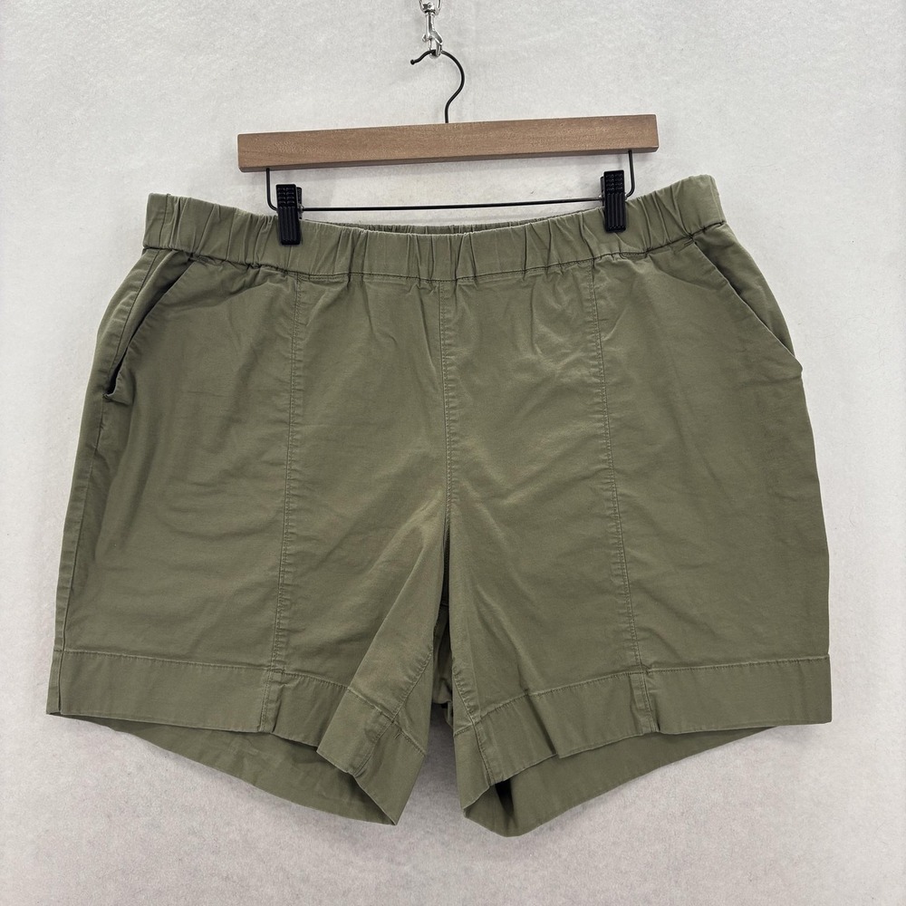 Duluth Summer Weight Chino Pull On Shorts Womens Plus 20W Green Twill Casual